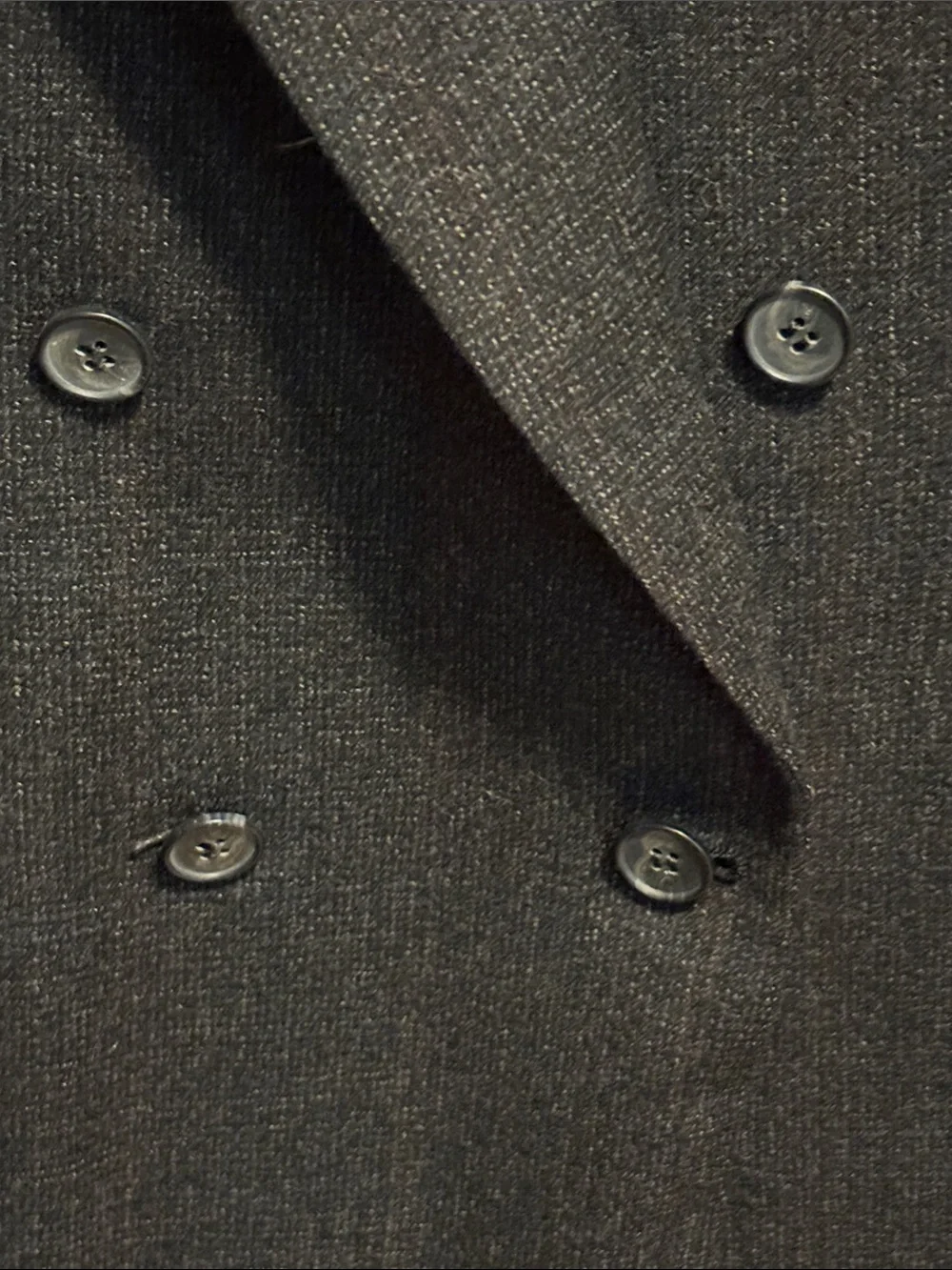 Nino Cerruti Rue Royale Men's Double-Breasted Charcoal Gray Wool Blazer 44R